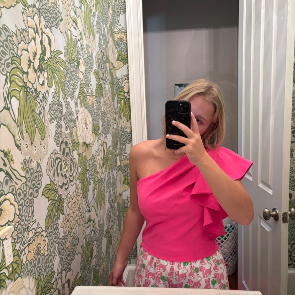 Women's Pink Ruffle Top